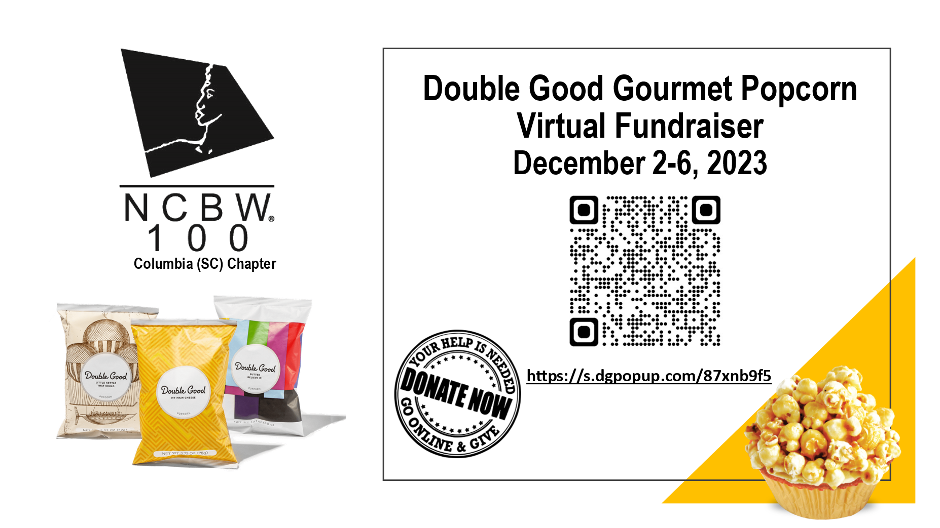 Double Good Gourmet Popcorn Virtual Fundraiser NCBW Columbia (SC) Chapter